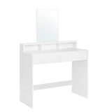 Kaptafel met rechthoekige spiegel en 2 lades, cosmetische tafel