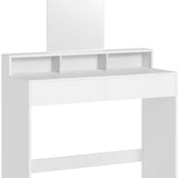 Kaptafel met rechthoekige spiegel en 2 lades, cosmetische tafel