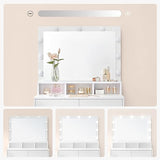 Dressing table cosmetic table with 9 LED lamps and mirror adjustable light intensity white