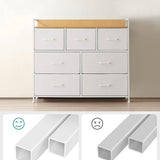 Commode kast 7 stoffen laden met handgrepen metalen frame industrieel design wit-eiken