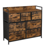 Commode kast 7 stoffen laden met handgrepen metalen frame industrieel design Bruin