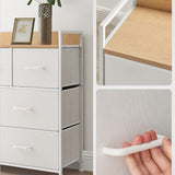 Commode kast 7 stoffen laden met handgrepen metalen frame industrieel design wit-eiken