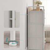 Commode kast 7 stoffen laden met handgrepen metalen frame industrieel design wit-eiken