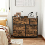 Commode kast 7 stoffen laden met handgrepen metalen frame industrieel design Bruin