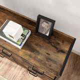 Commode kast 7 stoffen laden met handgrepen metalen frame industrieel design Bruin