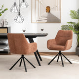 Olivia Swivel Dining Chair with Armrests, Rust Brown Fabric