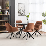 Olivia Swivel Dining Chair with Armrests, Rust Brown Fabric