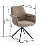 Milou Swivel Dining Chair with Taupe Armrest