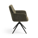 Milou Swivel Dining Chair with Green Armrest