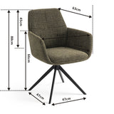 Milou Swivel Dining Chair with Green Armrest