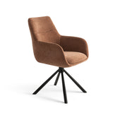 Olivia Swivel Dining Chair with Armrests, Rust Brown Fabric