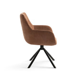 Olivia Swivel Dining Chair with Armrests, Rust Brown Fabric