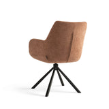 Olivia Swivel Dining Chair with Armrests, Rust Brown Fabric