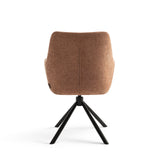 Olivia Swivel Dining Chair with Armrests, Rust Brown Fabric
