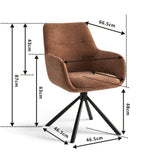 Olivia Swivel Dining Chair with Armrests, Rust Brown Fabric