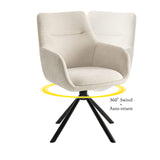 Olivia Swivel Dining Chair with Armrests, Rust Brown Fabric