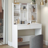 Kaptafel met LED 3 kleuren met instelbare lichtsterkte met spiegel voor make-up wit