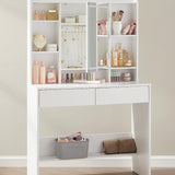 Kaptafel met LED 3 kleuren met instelbare lichtsterkte met spiegel voor make-up wit