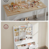 Kaptafel met LED 3 kleuren met instelbare lichtsterkte met spiegel voor make-up wit