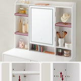 Kaptafel met LED 3 kleuren met instelbare lichtsterkte met spiegel voor make-up wit
