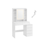 Kaptafel LED 3 kleuren lichtsterkte instelbaar met spiegel voor make-up wit