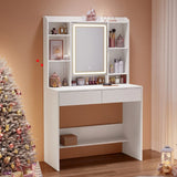 Kaptafel met LED 3 kleuren met instelbare lichtsterkte met spiegel voor make-up wit