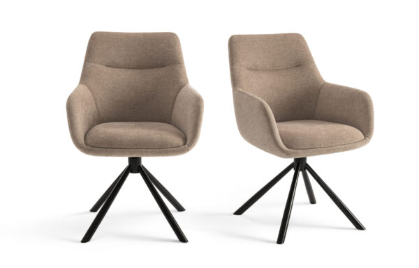 Draaibare  - Eetkamerstoelen met armleuning set van 2 - Olivia - Taupe - Stof