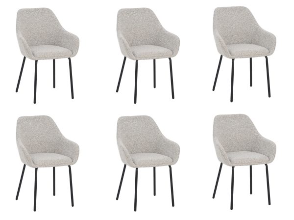 Eetkamerstoelen met armleuning Lucy Beige Stof Set van 6
