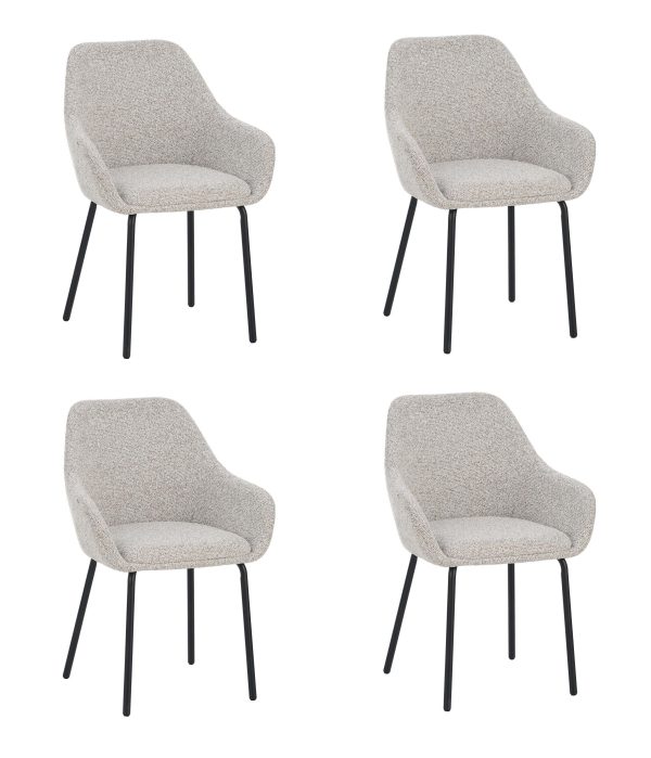 Eetkamerstoelen met armleuning Lucy Beige Stof Set van 4