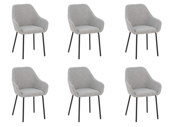 Eetkamerstoelen met armleuning Lucy Grijs Stof Set van 6