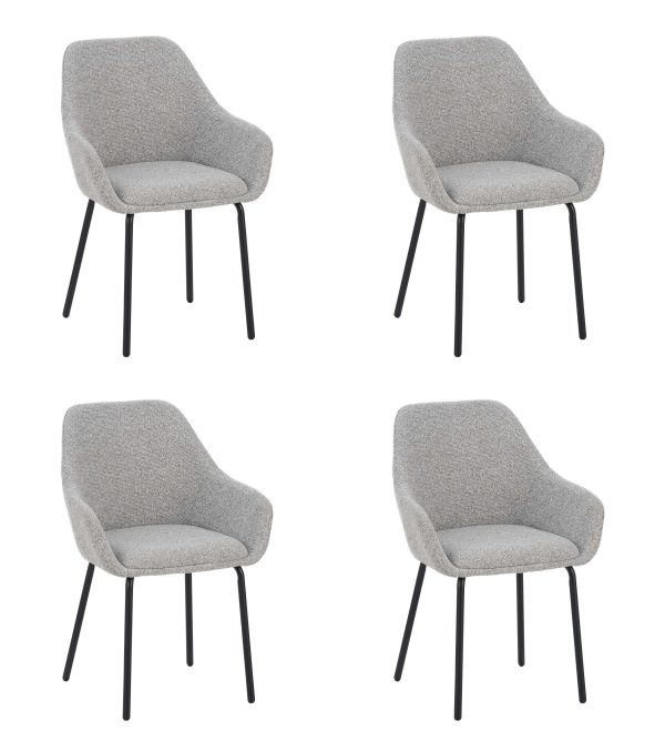 Eetkamerstoelen met armleuning Lucy Grijs Stof Set van 4