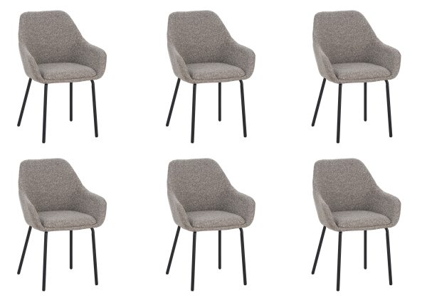 Eetkamerstoelen met armleuning Lucy Taupe Stof Set van 6