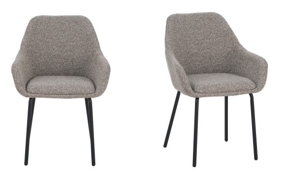 Eetkamerstoelen met armleuning Lucy Taupe Stof Set van 2