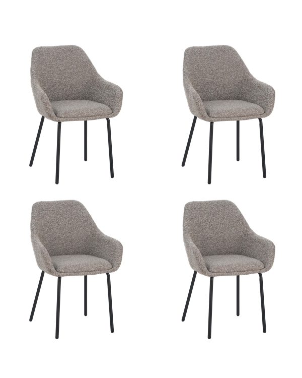 Eetkamerstoelen met armleuning Lucy Taupe Stof Set van 4