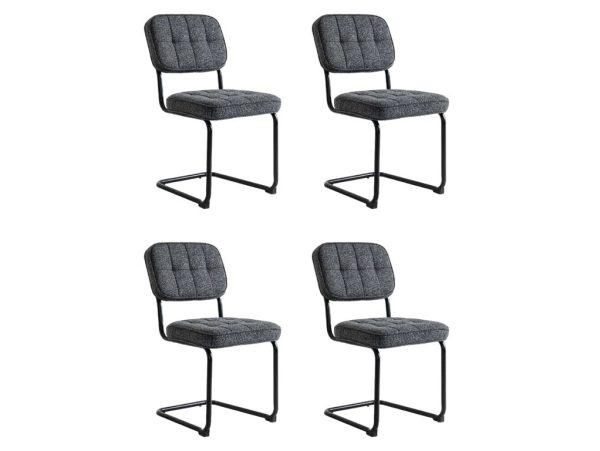 Eetkamerstoelen set van 4 - Flexa Antraciet Stof