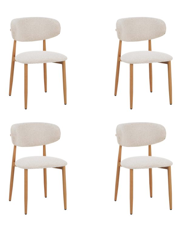 Eetkamerstoelen Celia Beige Naturel Set van 4