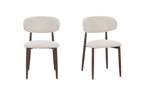 Eetkamerstoelen Celia Beige Walnoot Set van 2