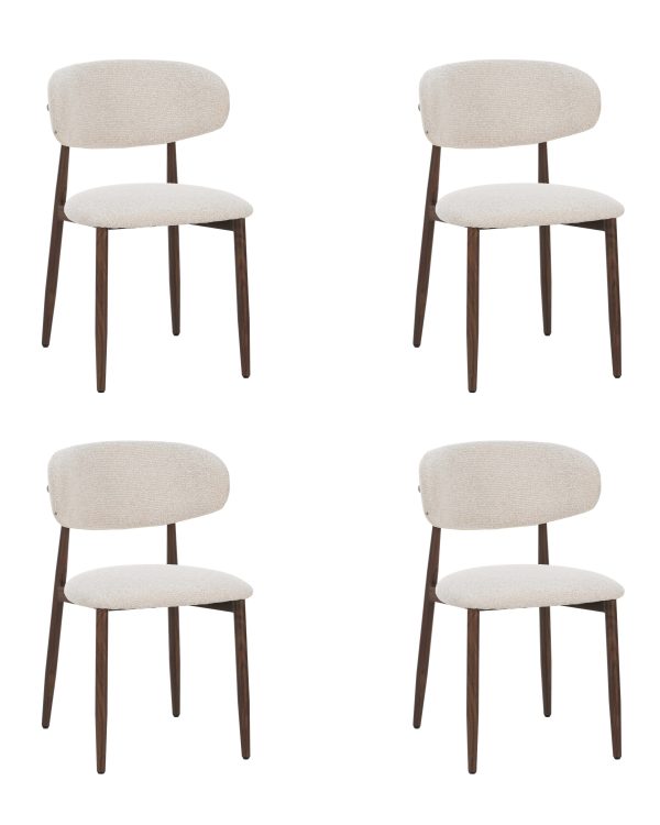Eetkamerstoelen Celia Beige Walnoot Set van 4