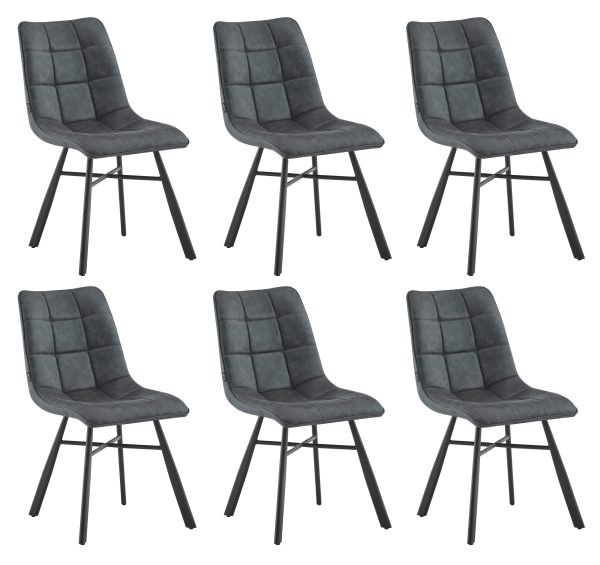 Eetkamerstoelen - Dexx - Antraciet - Microvezel - Set van 6