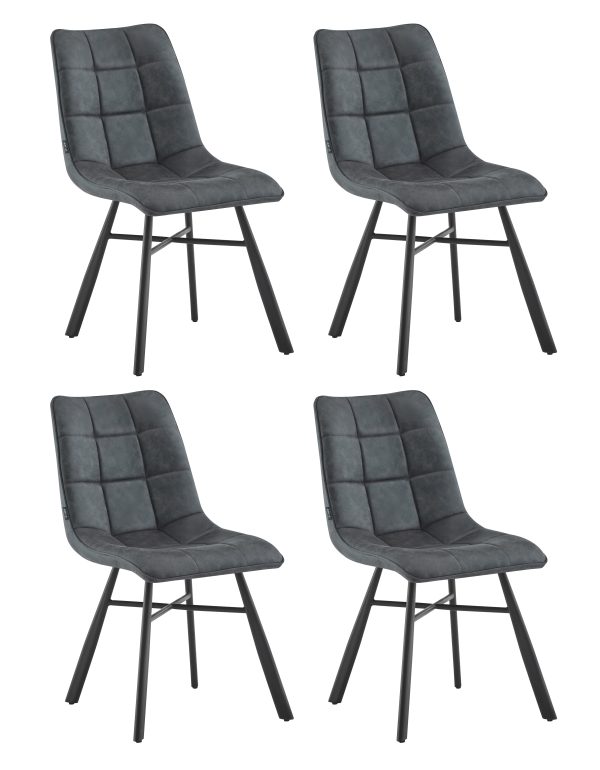 Eetkamerstoelen set van 4 - Dexx - Antraciet - Microvezel