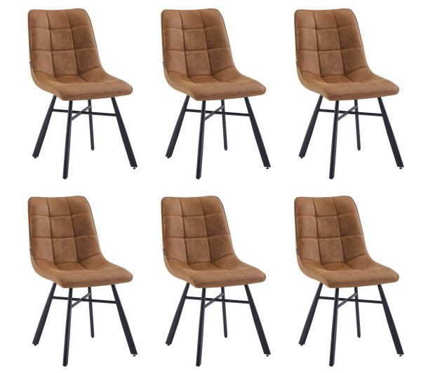 Eetkamerstoelen - Dexx - Cognac - Microvezel - Set van 6