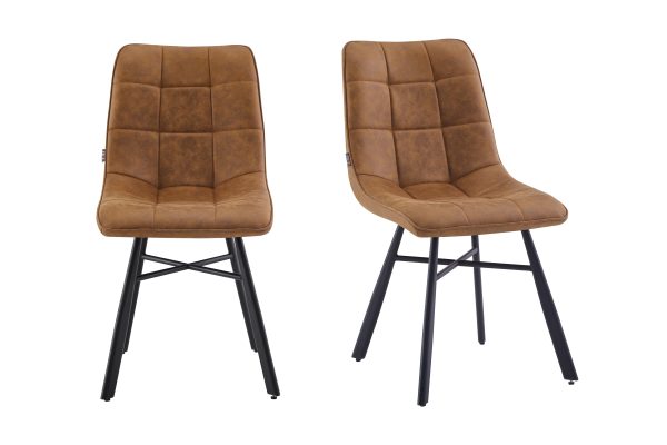 Eetkamerstoelen - Dexx - Cognac - Microvezel - Set van 2