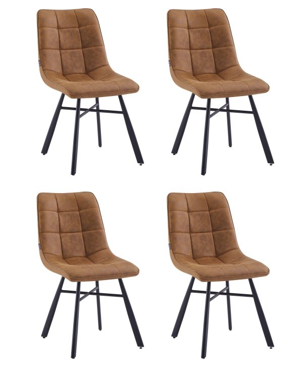 Eetkamerstoelen set van 4 - Dexx - Cognac - Microvezel