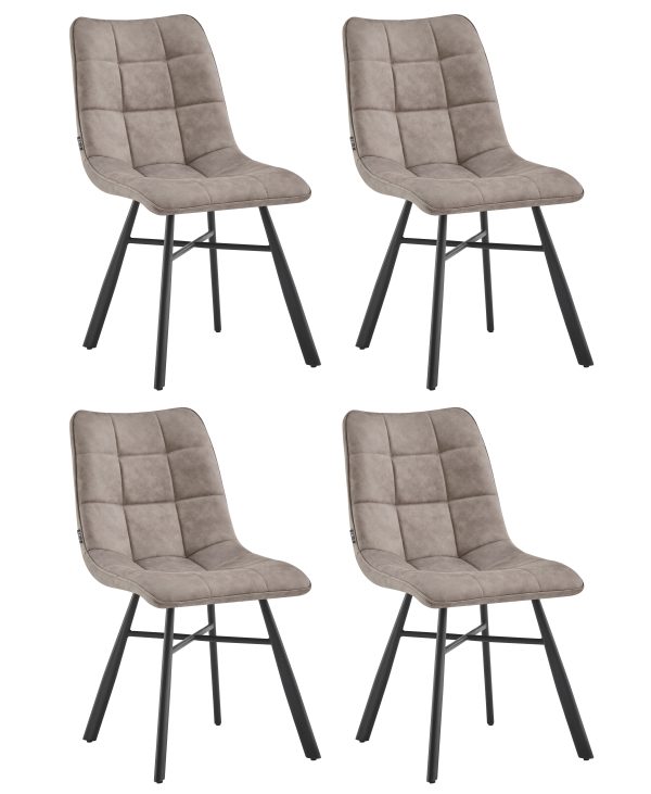 Eetkamerstoelen set van 4 - Dexx - Taupe - Microvezel
