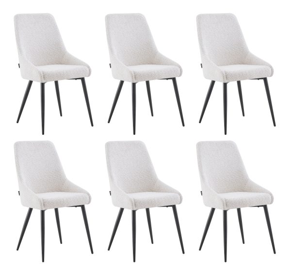 Eetkamerstoelen set van 6 Oscar Beige Boucle