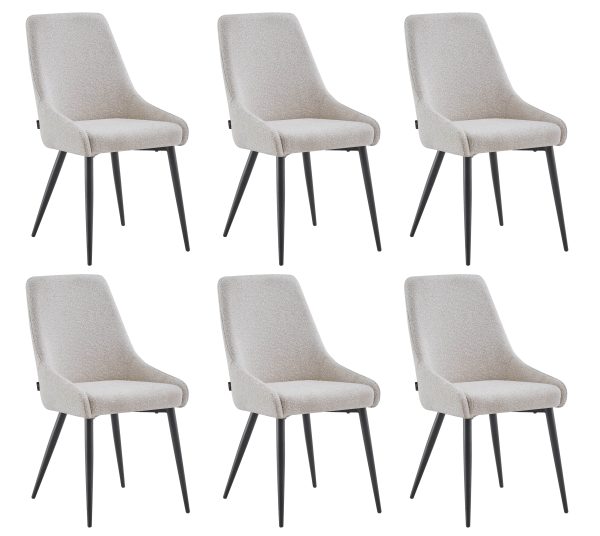 Eetkamerstoelen set van 6 Oscar Beige Stof