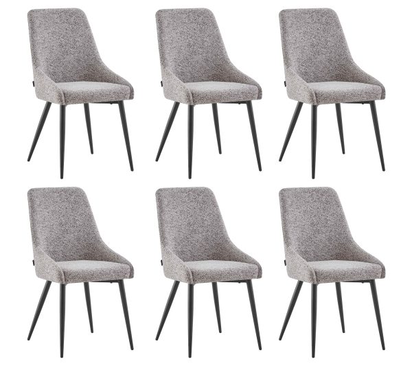 Eetkamerstoelen set van 6 - Oscar - Bruin - Stof